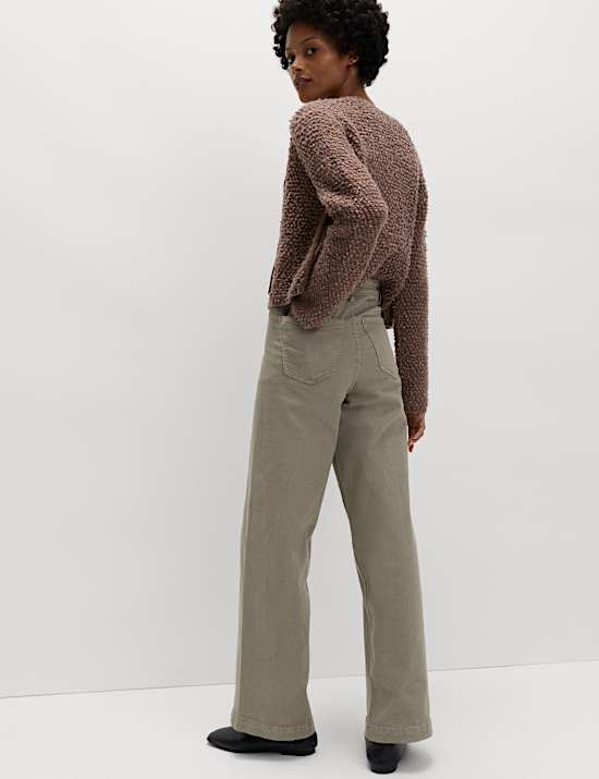 High Waisted Wide Leg Ankle Grazer Jeans