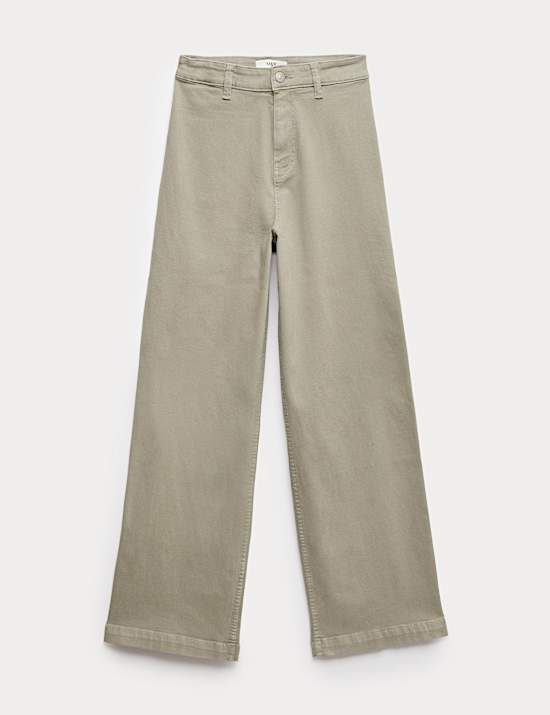 High Waisted Wide Leg Ankle Grazer Jeans