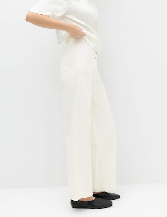 High Waisted Wide Leg Ankle Grazer Jeans