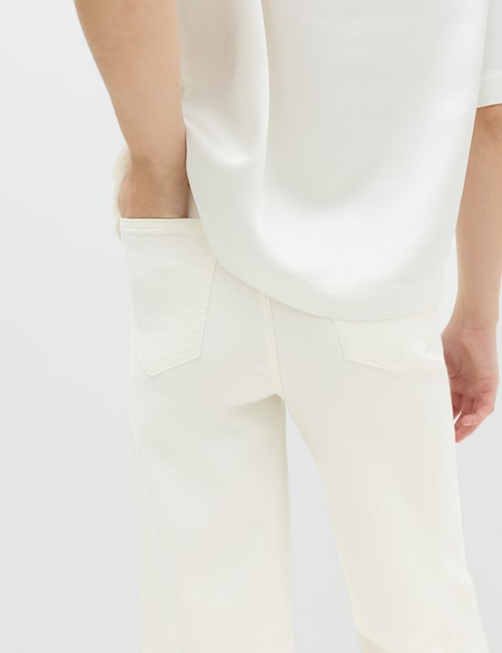 High Waisted Wide Leg Ankle Grazer Jeans