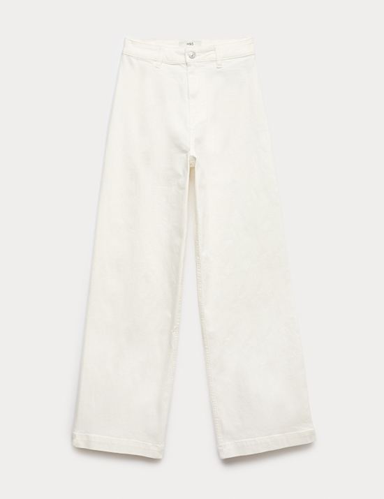 Kn&ouml;chellange Jeans mit hohem Bund und weitem Bein