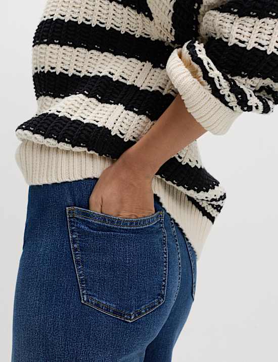 High Waisted Wide Leg Ankle Grazer Jeans