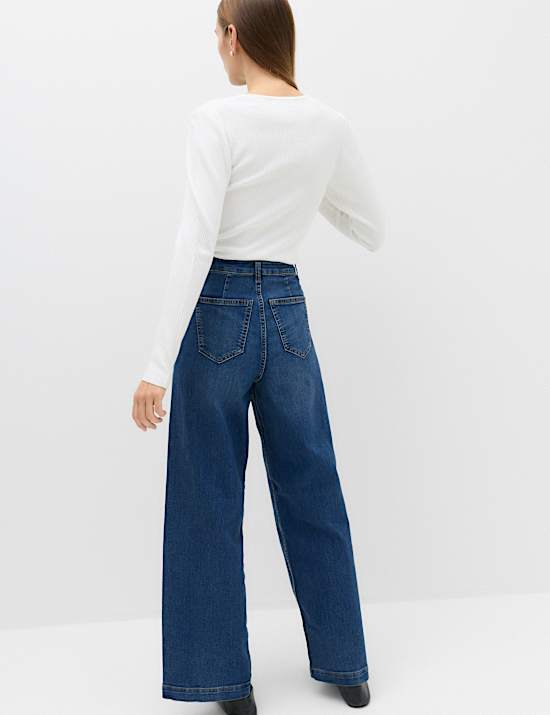 Jean coupe large taille haute longueur cheville