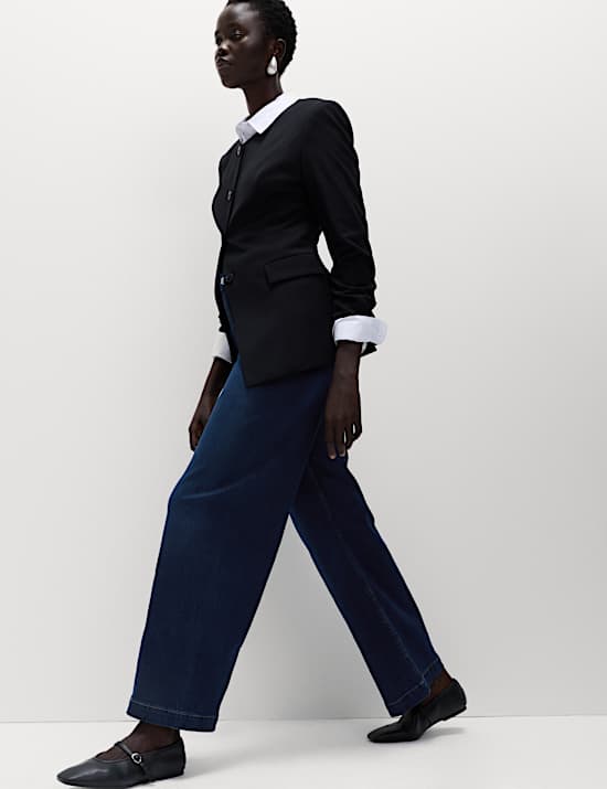 High Waisted Wide Leg Ankle Grazer Jeans