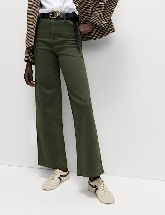 High Waisted Wide Leg Ankle Grazer Jeans