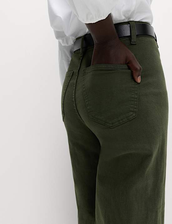 High Waisted Wide Leg Ankle Grazer Jeans