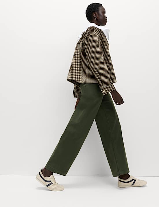 High Waisted Wide Leg Ankle Grazer Jeans