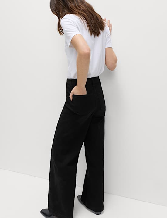 High Waisted Wide Leg Ankle Grazer Jeans