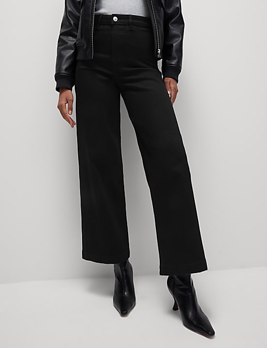 High Waisted Wide Leg Ankle Grazer Jeans