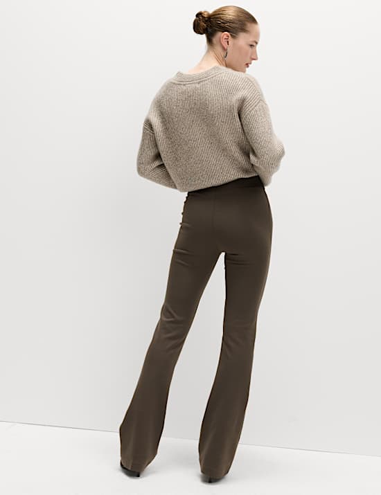 Pantalon en jersey coupe évasée à taille élastique