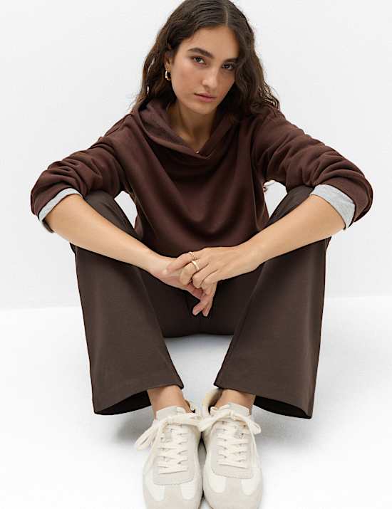 Jersey Elasticated Waist Flared Trousers