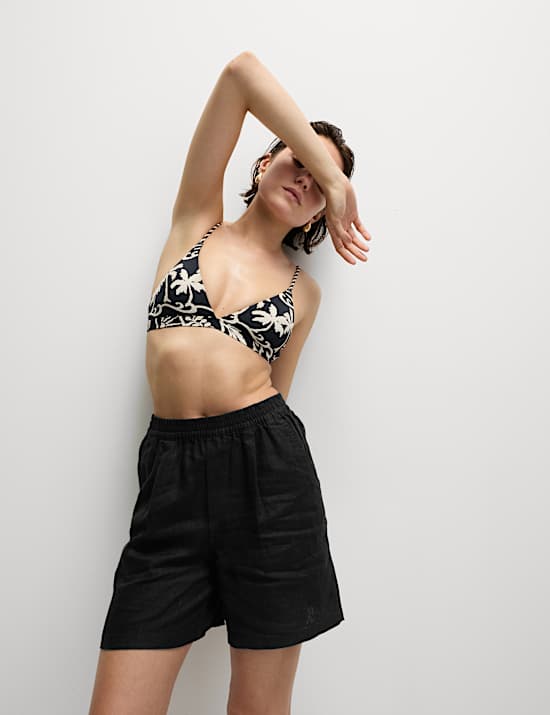 Pure Linen High Waisted Shorts