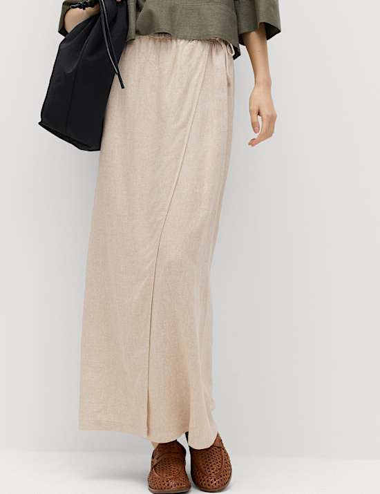 Linen Rich Maxi Wrap Skirt