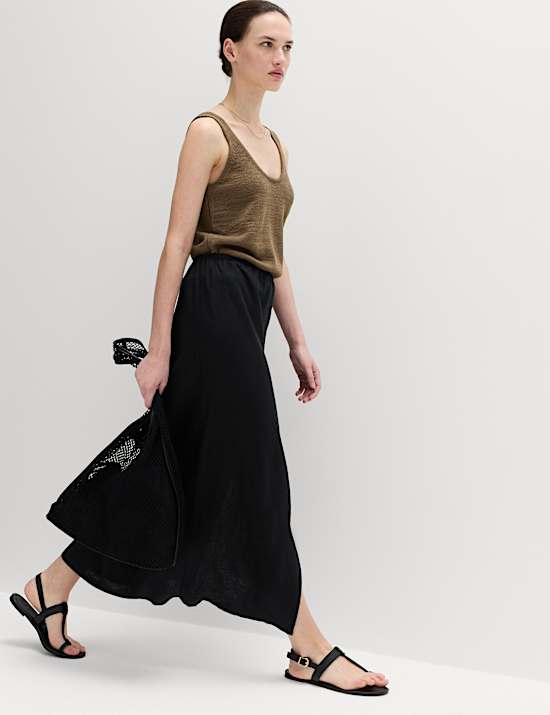 Linen Rich Maxi Wrap Skirt