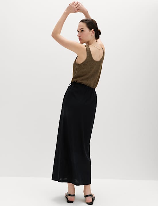 Linen Rich Maxi Wrap Skirt