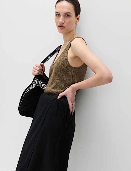 Linen Rich Maxi Wrap Skirt