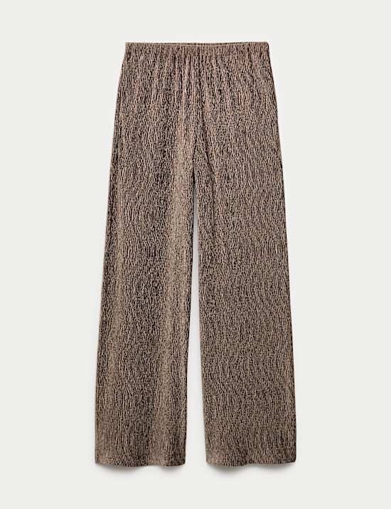 Velvet Crinkle Wide Leg Trousers