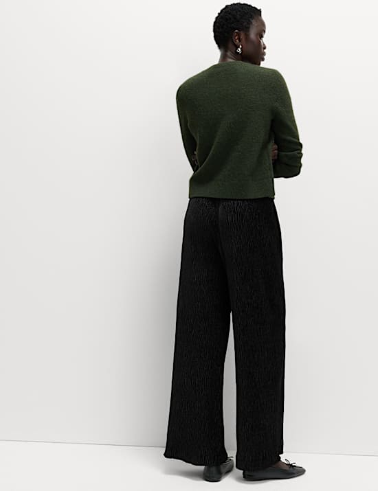 Velvet Crinkle Wide Leg Trousers