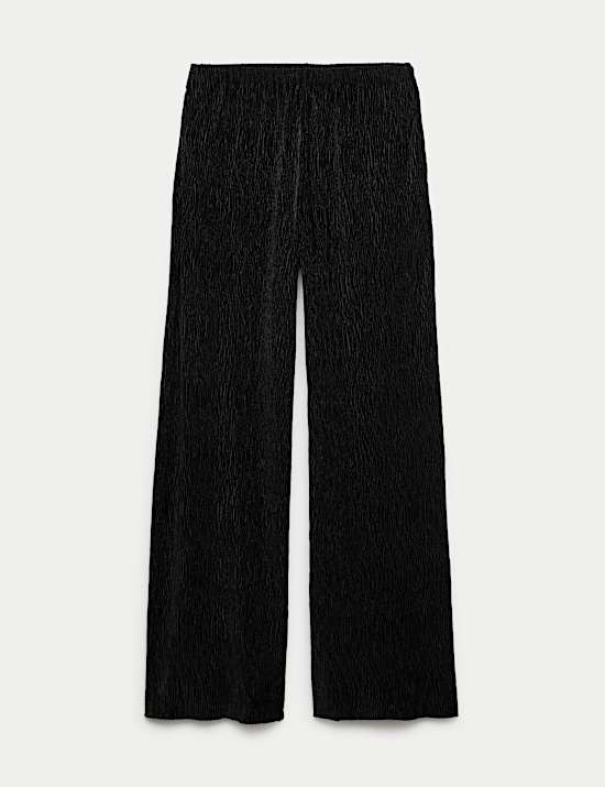 Velvet Crinkle Wide Leg Trousers