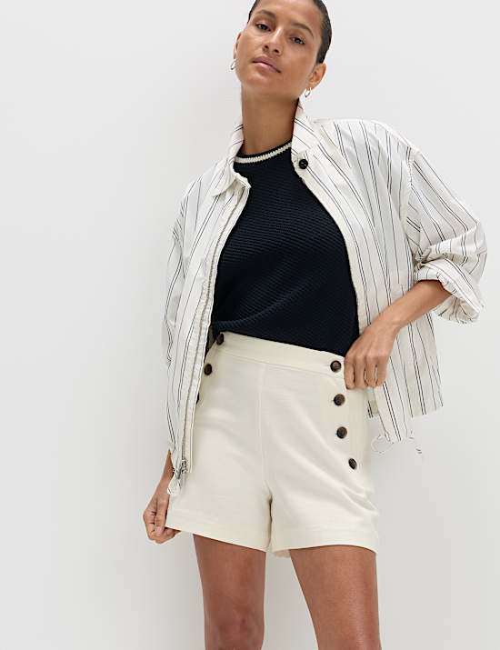 Lyocell Rich Button Detail Shorts