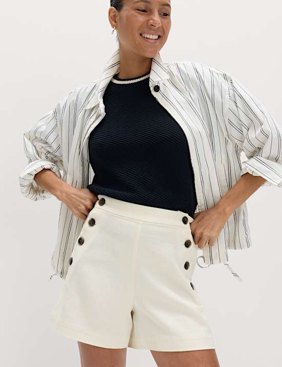 Lyocell Rich Button Detail Shorts