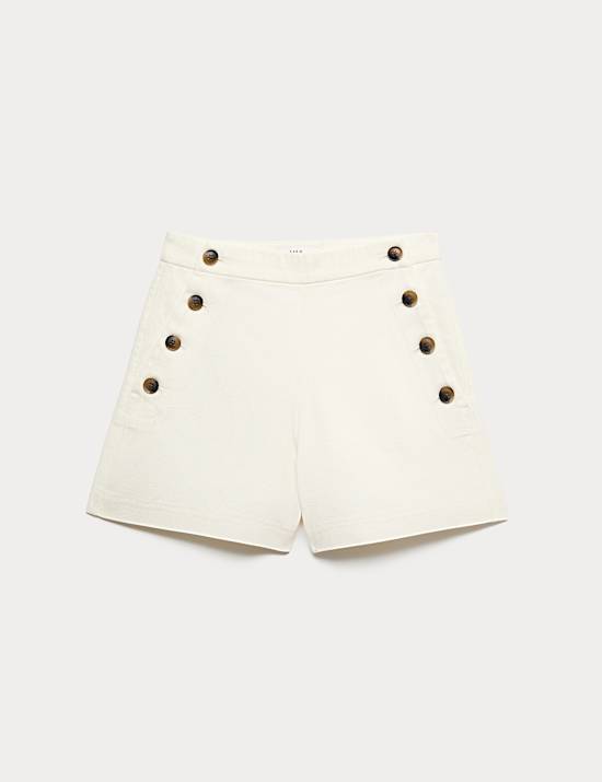 Lyocell Rich Button Detail Shorts
