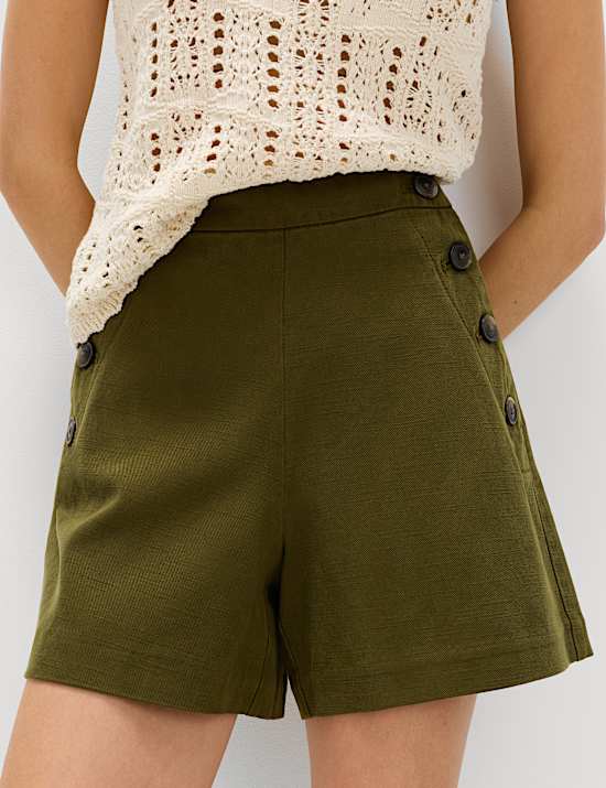 Lyocell Rich Button Detail Shorts