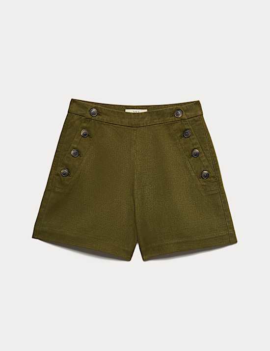 Lyocell Rich Button Detail Shorts