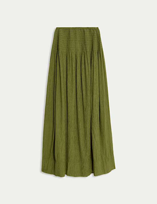 Crinkle Textured Midaxi Circle Skirt