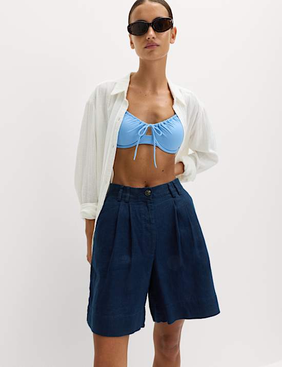 Pure Linen High Waisted Shorts