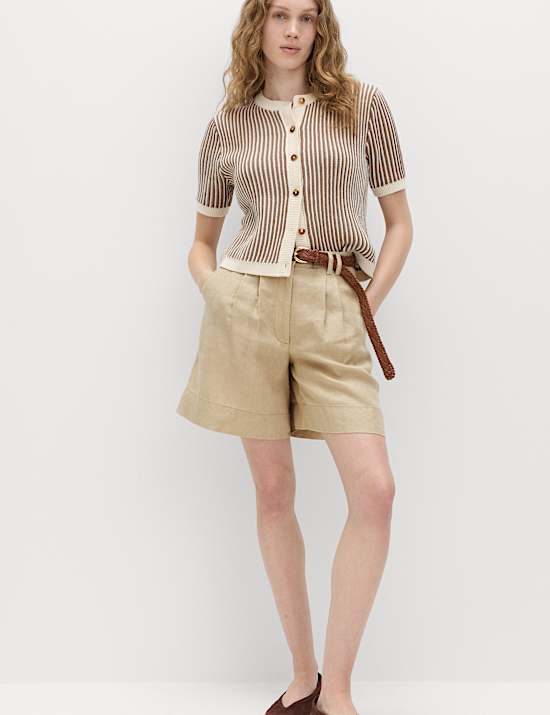Pure Linen High Waisted Shorts