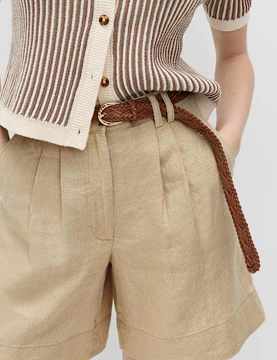 Pure Linen High Waisted Shorts