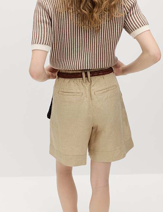 Pure Linen High Waisted Shorts