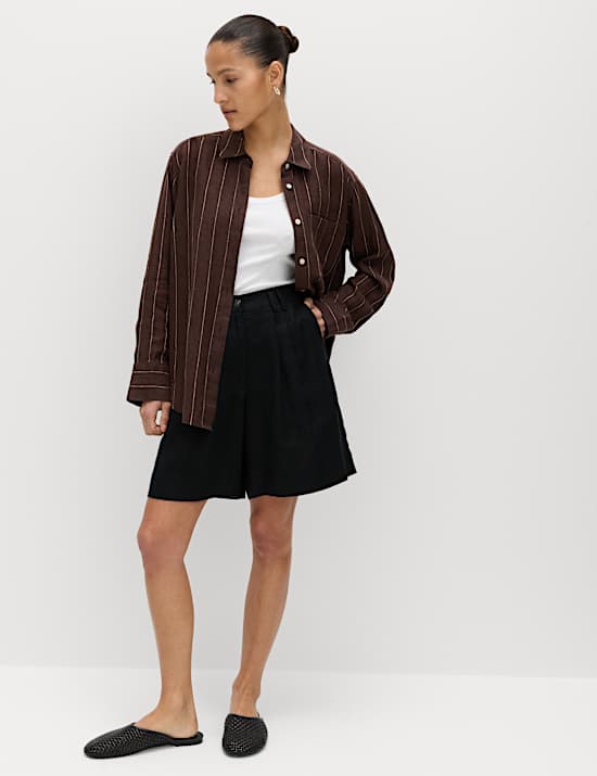 Pure Linen High Waisted Shorts