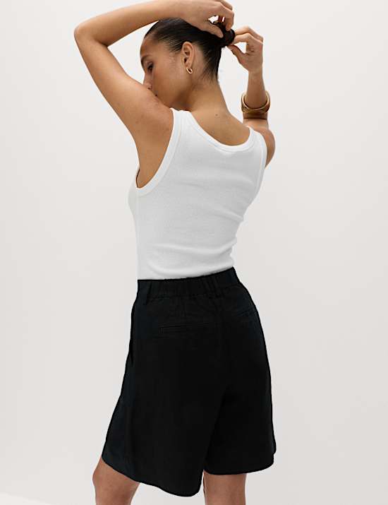 Pure Linen High Waisted Shorts