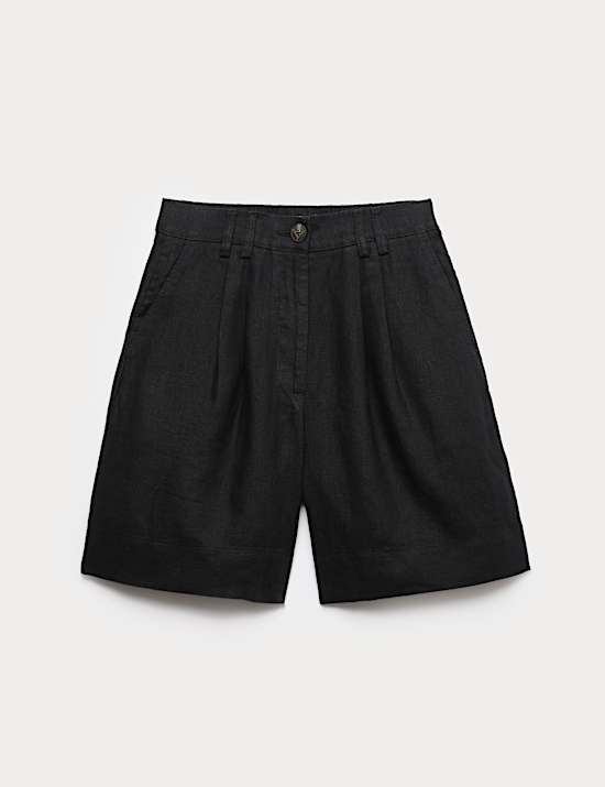 Pure Linen High Waisted Shorts