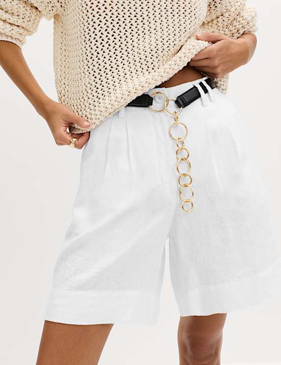 Pure Linen High Waisted Shorts