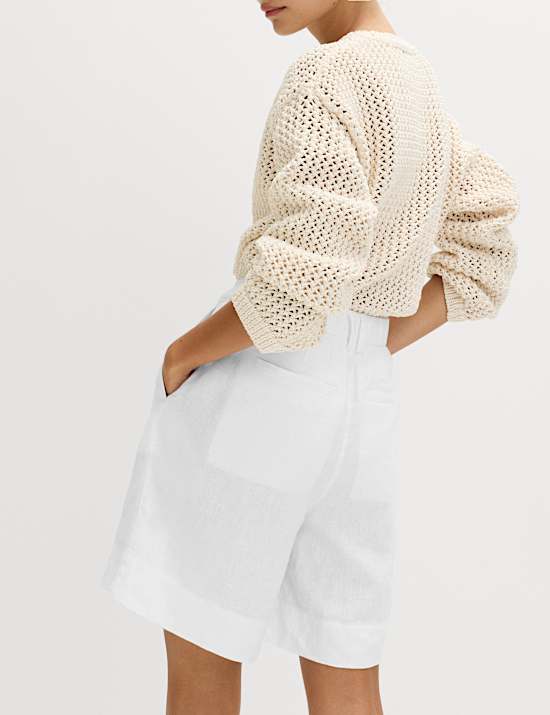 Pure Linen High Waisted Shorts