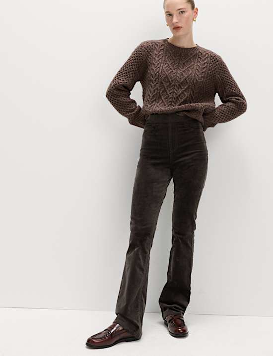 Cord High Waisted Flared Jeggings
