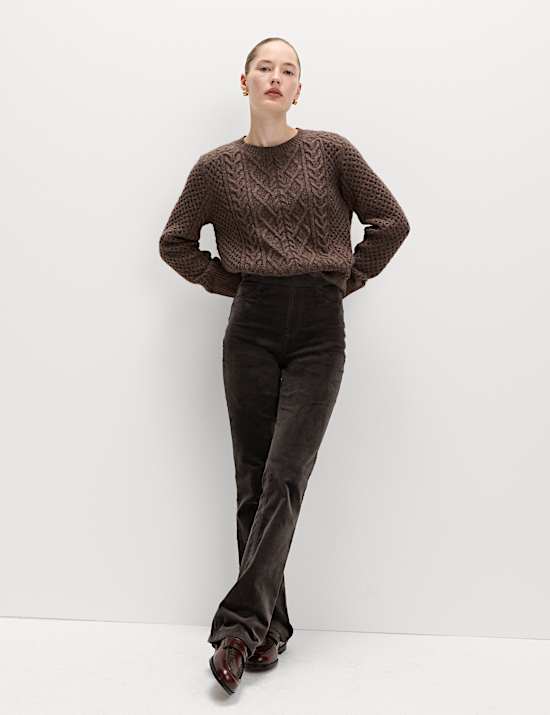 Εβαζέ ψηλόμεσο κοτλέ τζιν παντελόνι τύπου κολάν