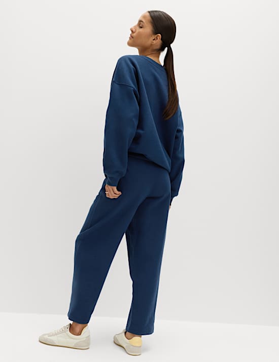 Pantalon de jogging en coton coupe carotte longueur cheville