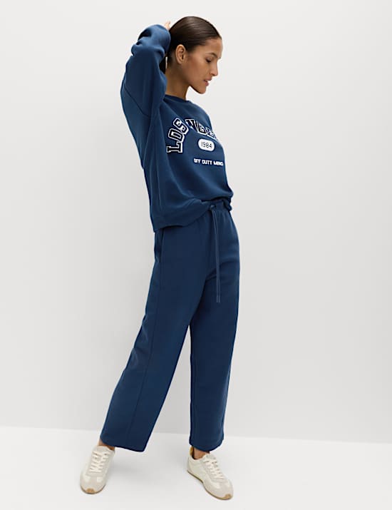 Pantalon de jogging en coton coupe carotte longueur cheville