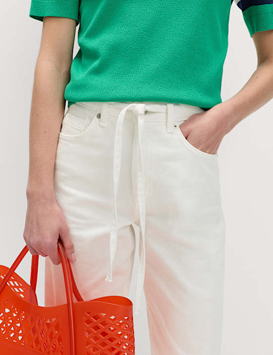 Drawstring Wide Leg Jeans