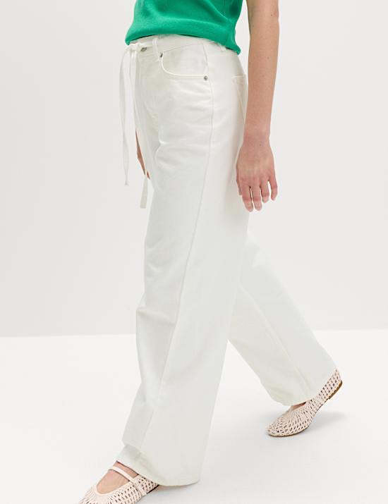 Drawstring Wide Leg Jeans