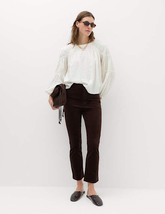 Cord Flare Cropped Trousers