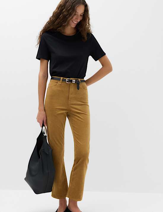 Cord Flare Cropped Trousers