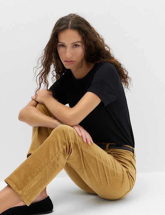 Cord Flare Cropped Trousers