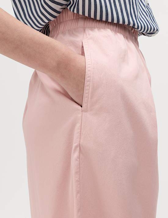 Pure Cotton Poplin Pull On Super Wide Leg Trousers