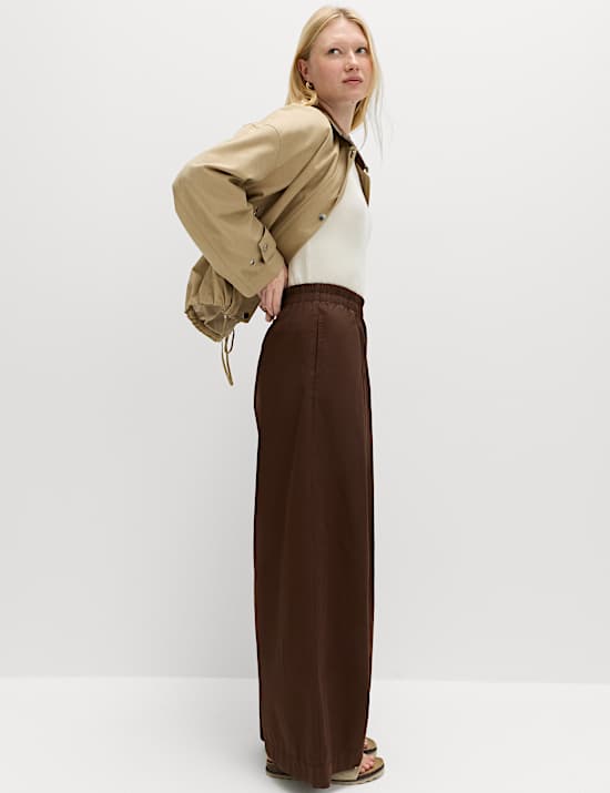 Pure Cotton Poplin Pull On Super Wide Leg Trousers