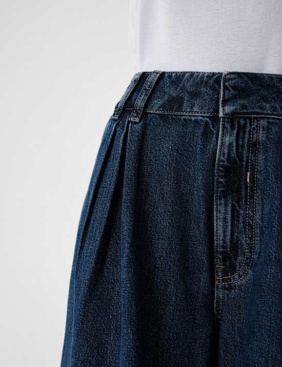 Twill Pleated Formal Wide Leg Jean